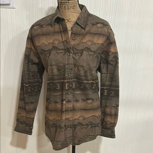 Cabela's Brown Flannel Western Print Button Down Shirt